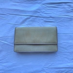 Donna Elissa Embossed Leather Ivory Clutch